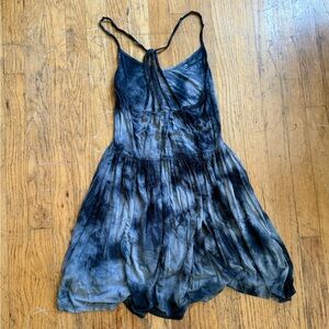 Soft & Sexy hippy short music festival dress blue tie-dye Sz Small